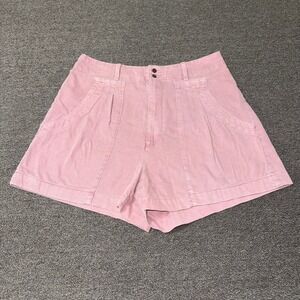 Universal Thread Pink High Rise Pleated Cotton Denim Shorts Womens 8 Rose Casual